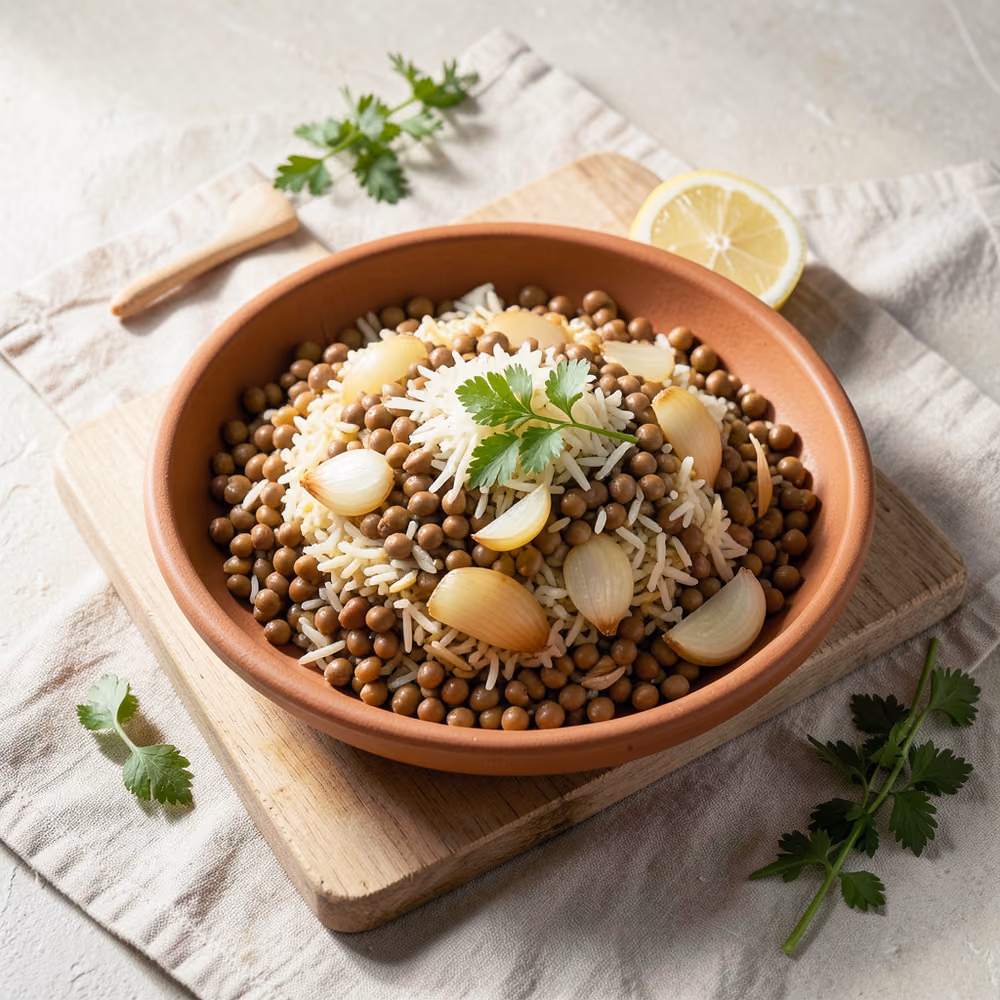 Mujadara de lentejas y arroz