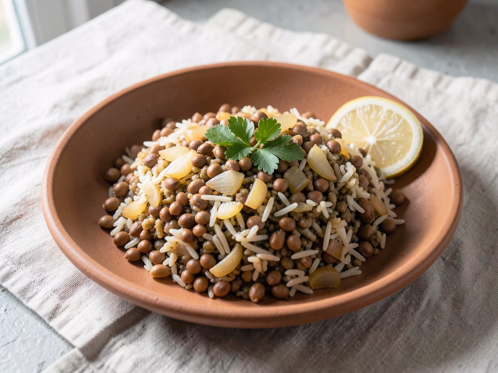 Mujadara de lentejas y arroz