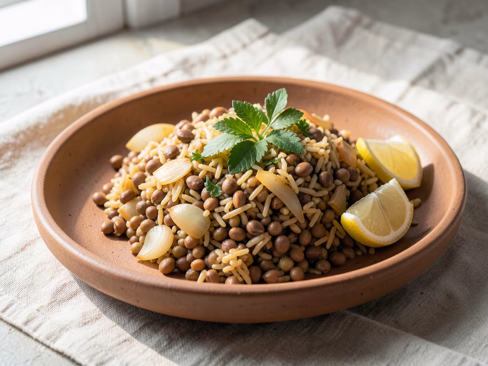 Mujadara de lentejas y arroz