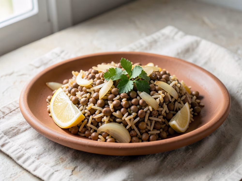 Mujadara de lentejas y arroz