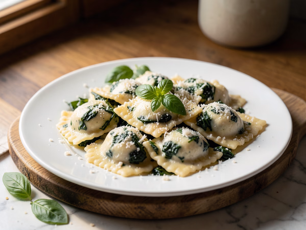 Raviolis de ricota y espinaca