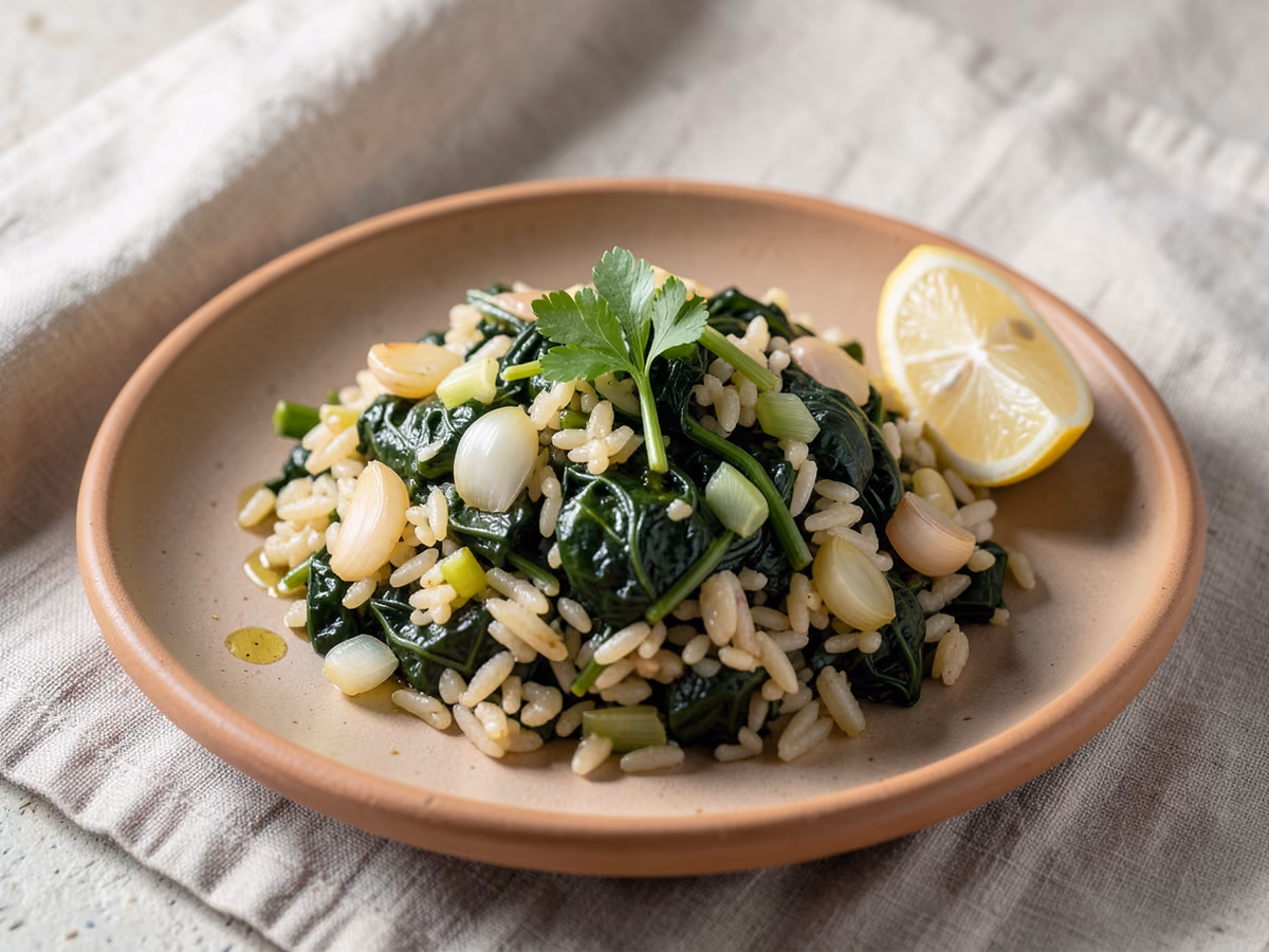 Spanakorizo (arroz griego con espinacas)