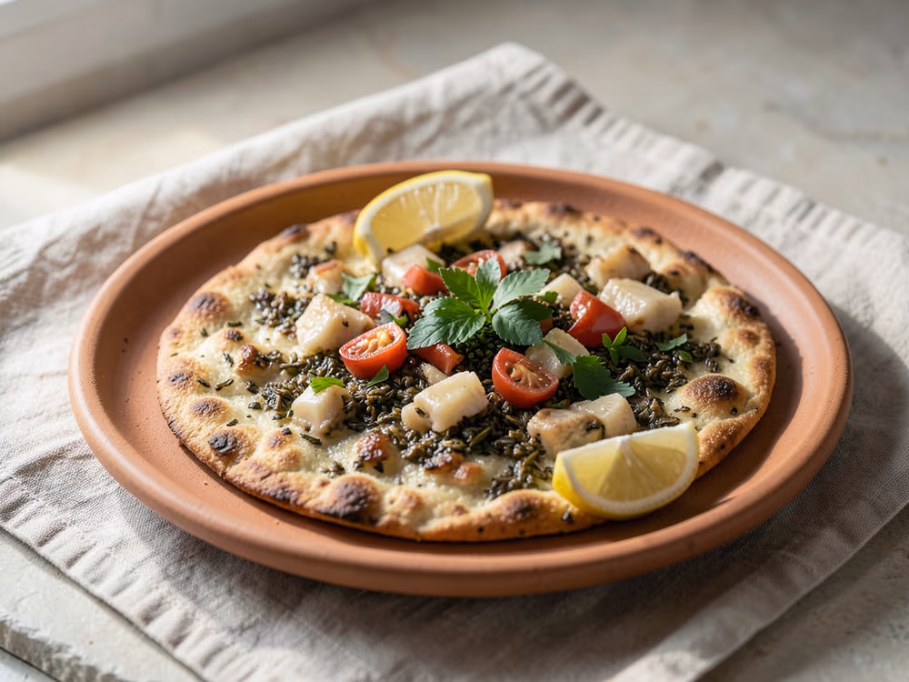 Pan plano Manakish con Za'atar