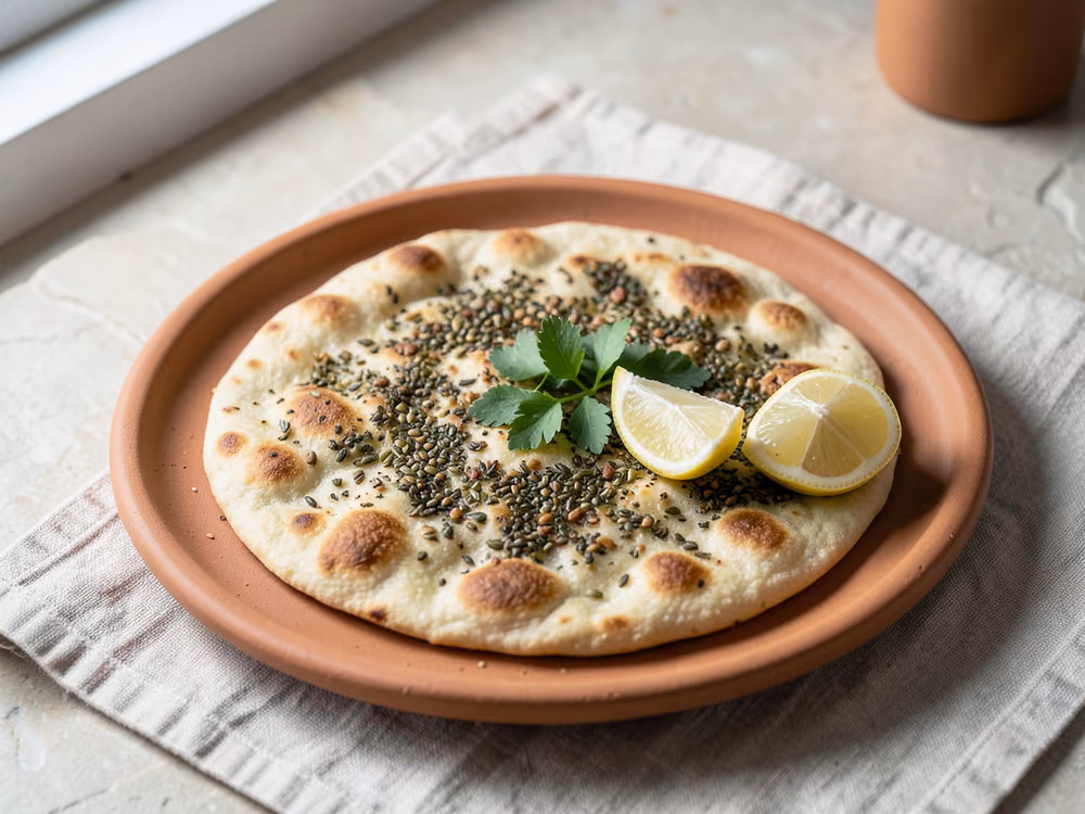 Pan plano Manakish con Za'atar