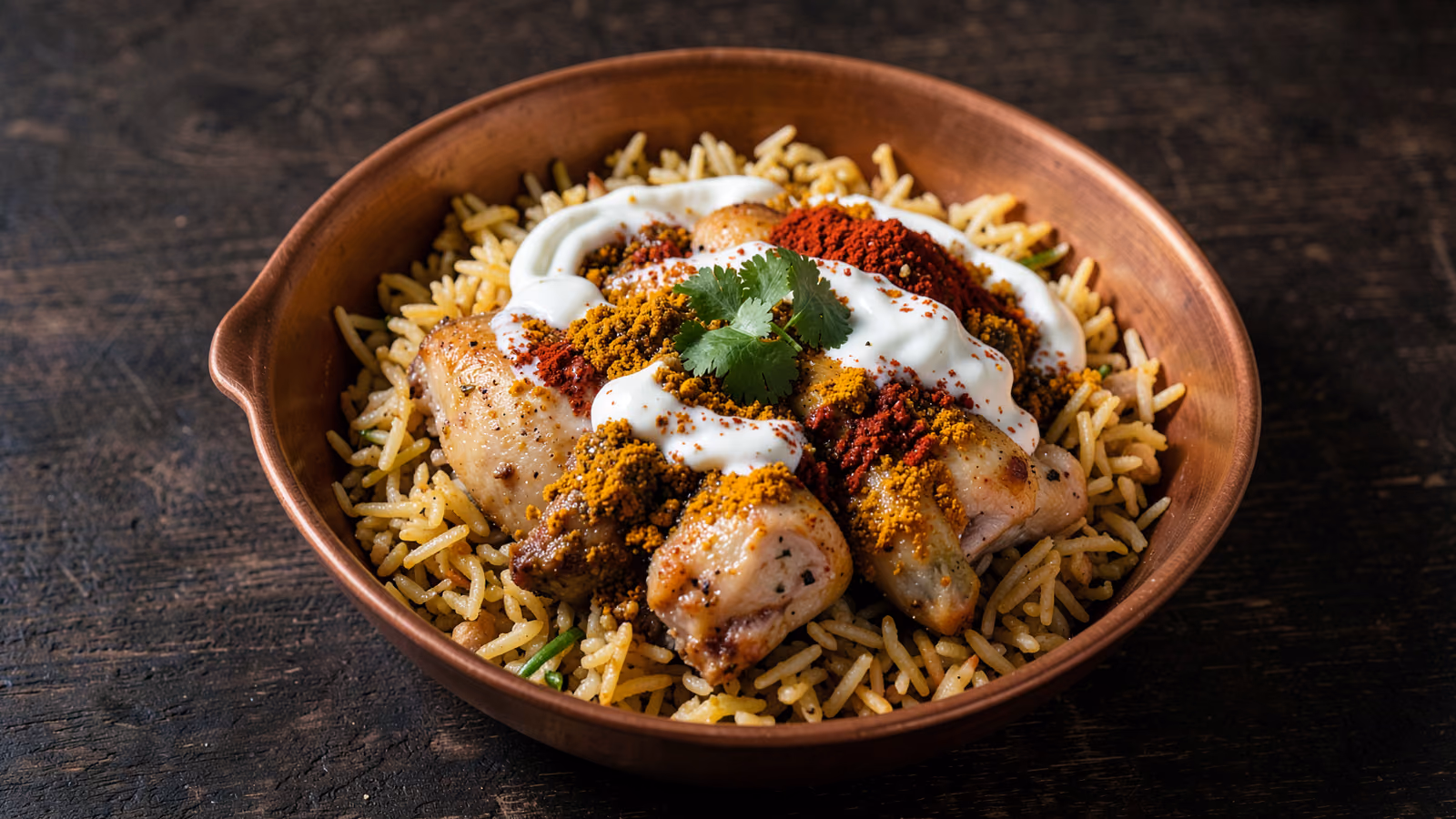 Biryani de pollo estilo dum