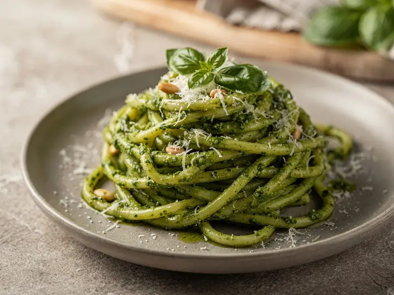 Pasta con Pesto de Albahaca