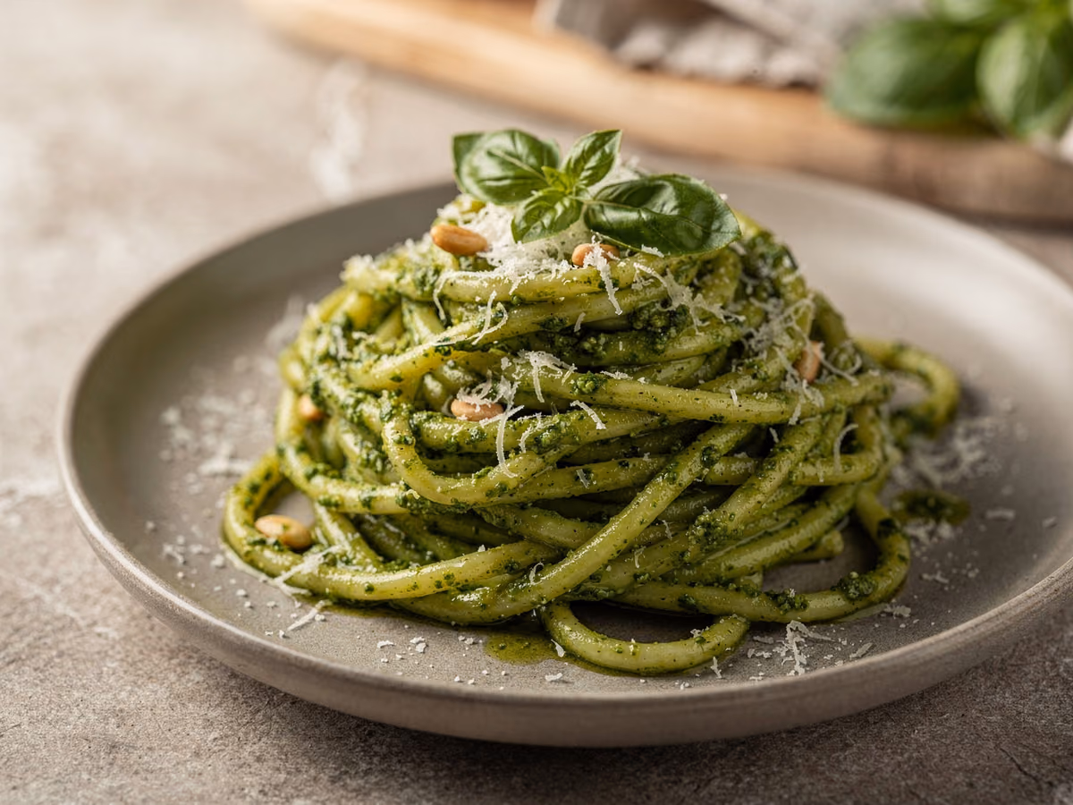 Pasta con Pesto de Albahaca