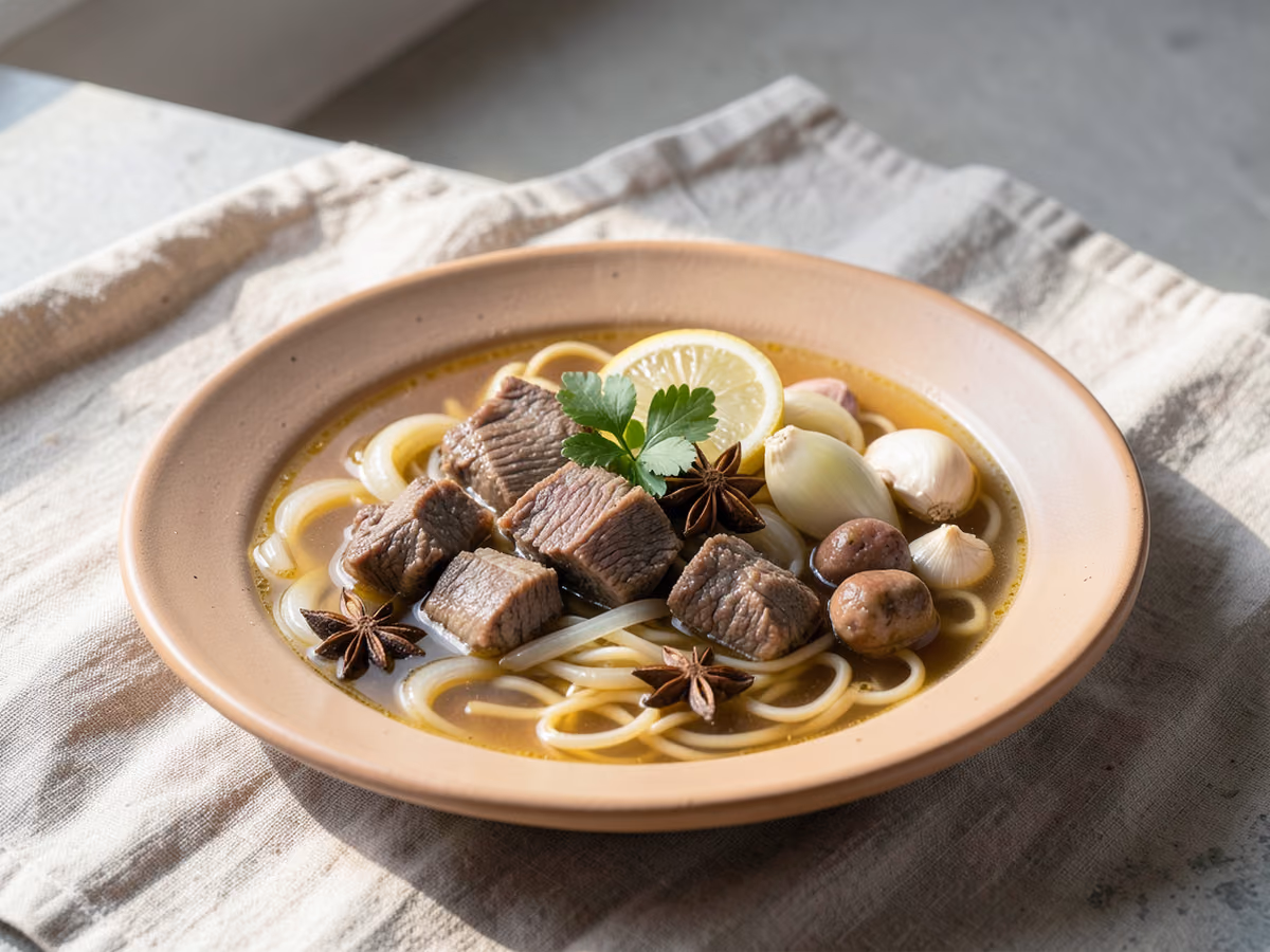 Sopa de fideos con carne de res