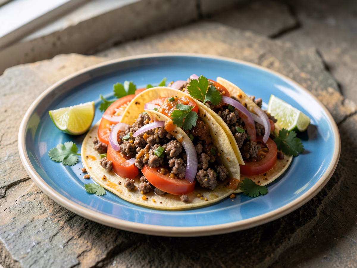 Tacos de Carne Molida con Salsa Fresca