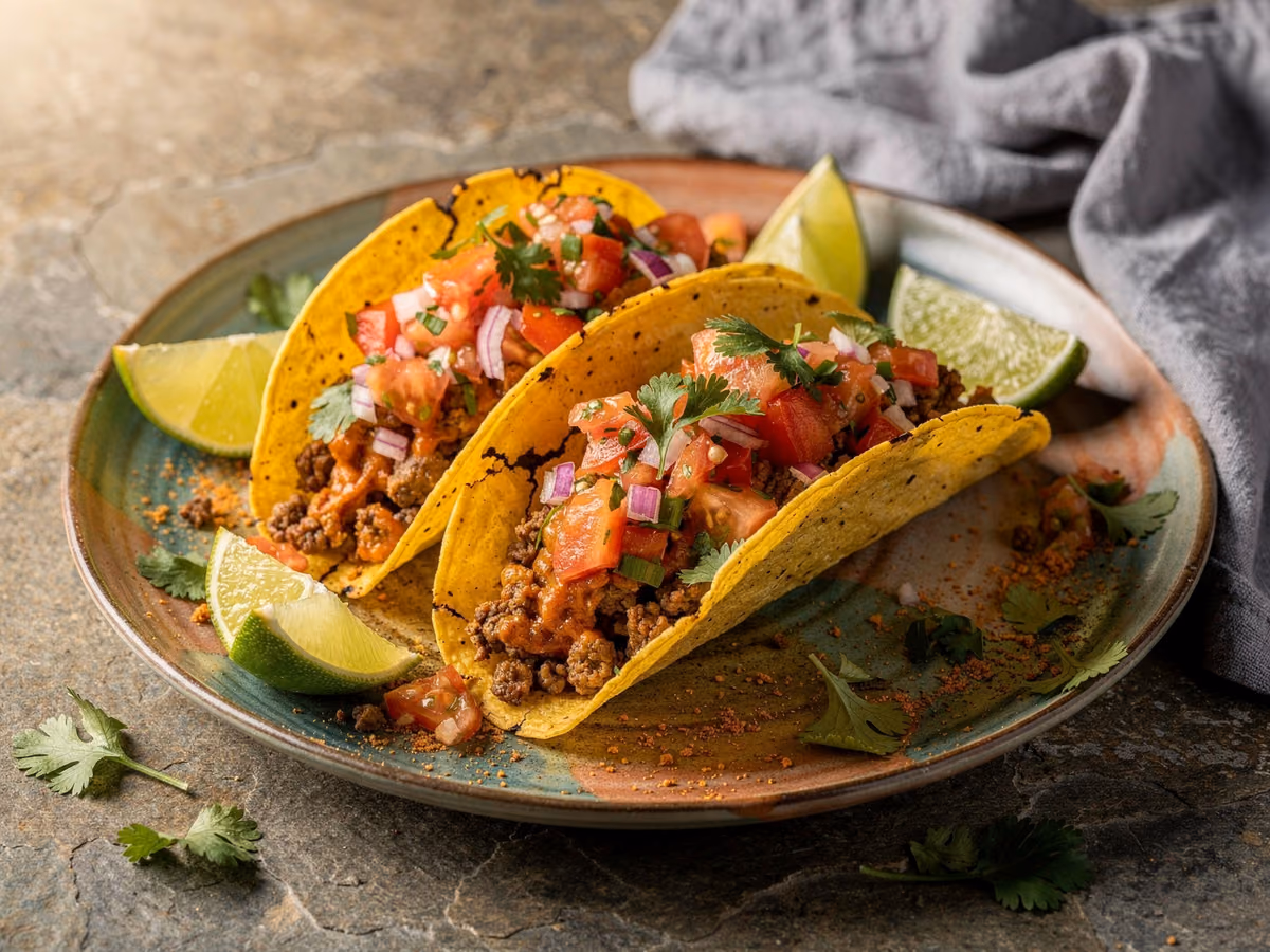 Tacos de Carne Molida con Salsa Fresca
