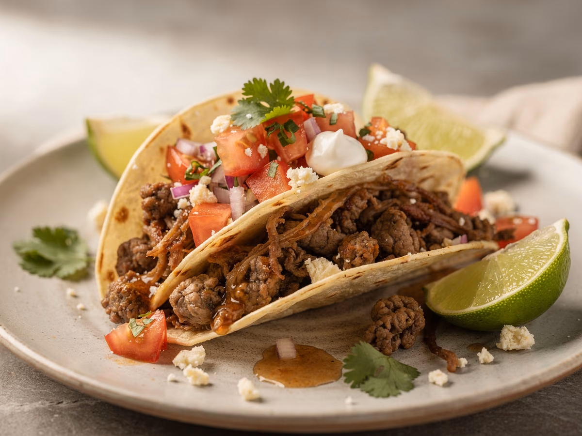 Tacos de Carne Molida con Salsa Fresca