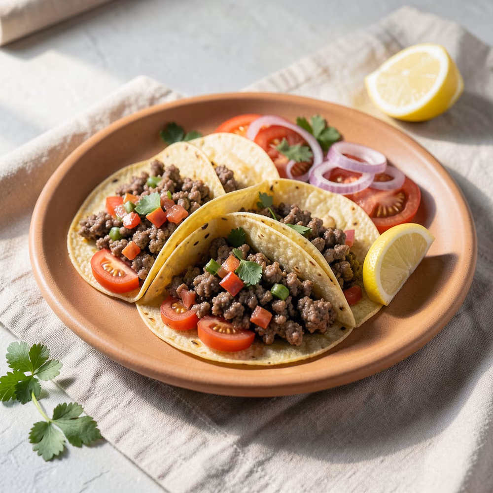 Tacos de Carne Molida con Salsa Fresca