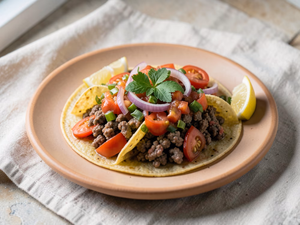 Tacos de Carne Molida con Salsa Fresca