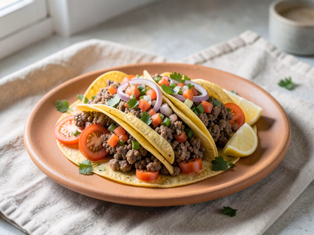 Tacos de Carne Molida con Salsa Fresca