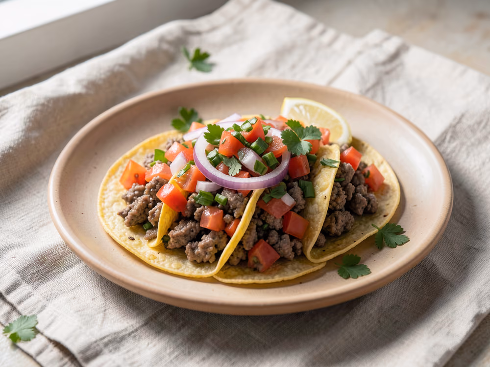 Tacos de Carne Molida con Salsa Fresca