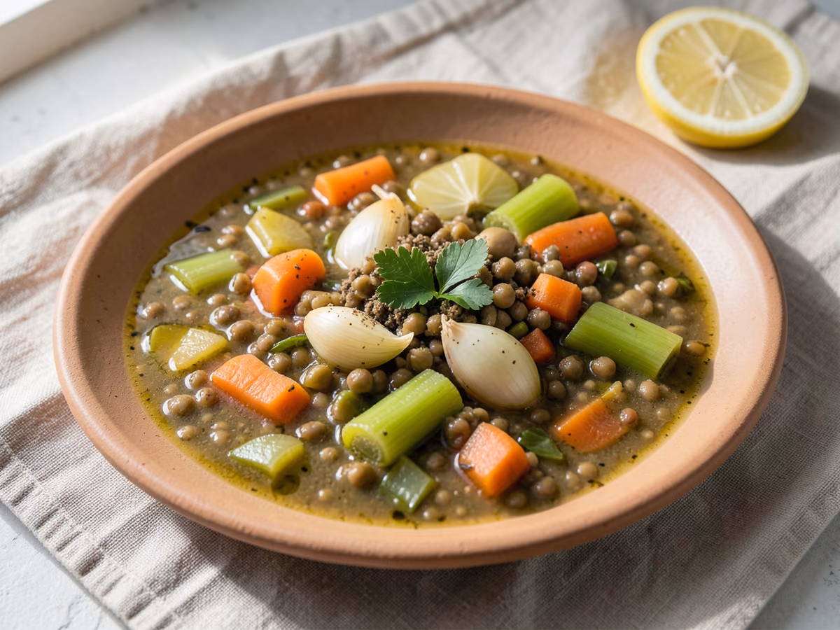 Sopa de lentejas con verduras
