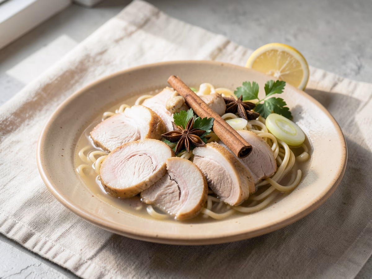 Sopa de fideos con pato