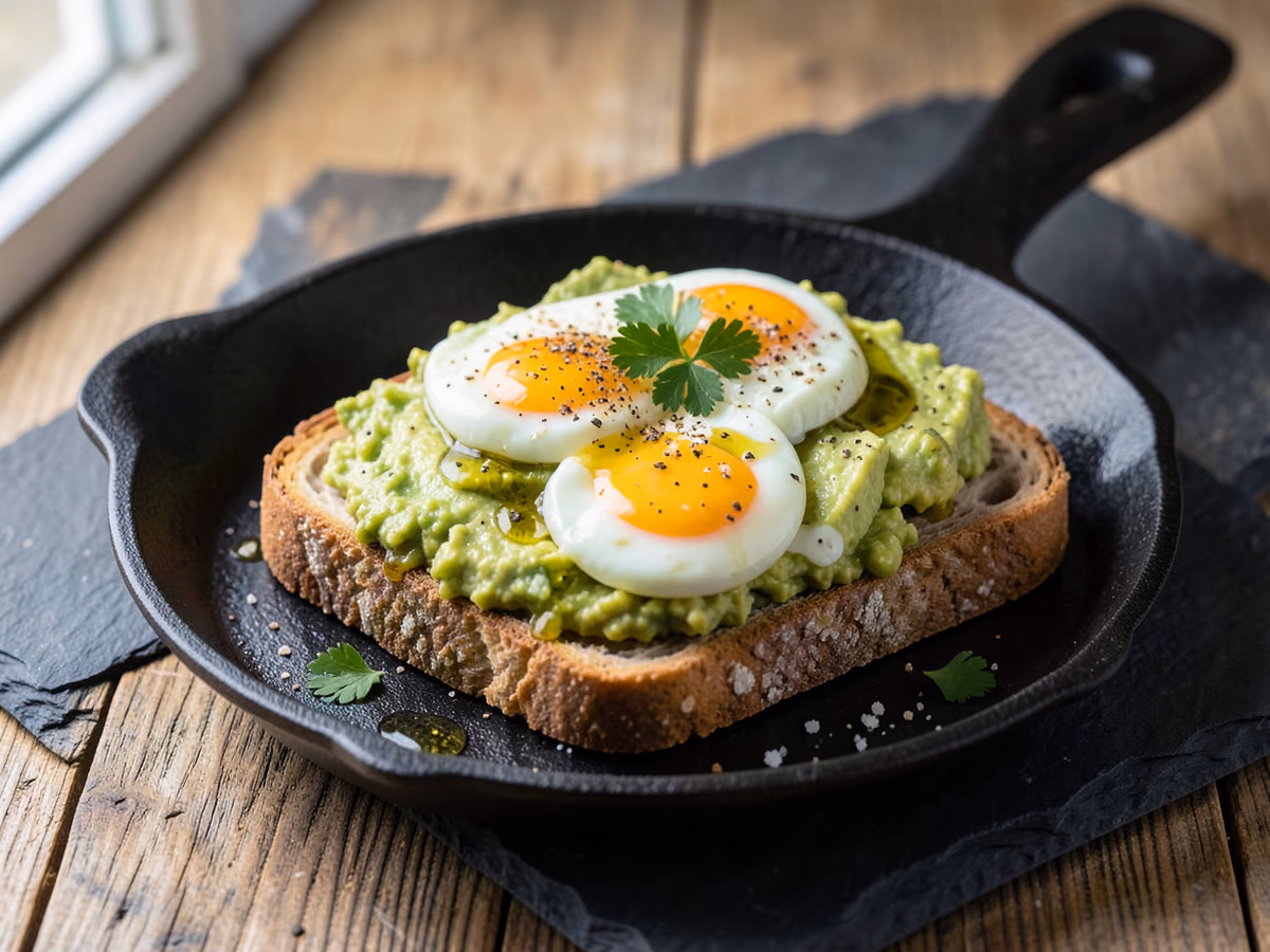 Tostada de huevo con aguacate