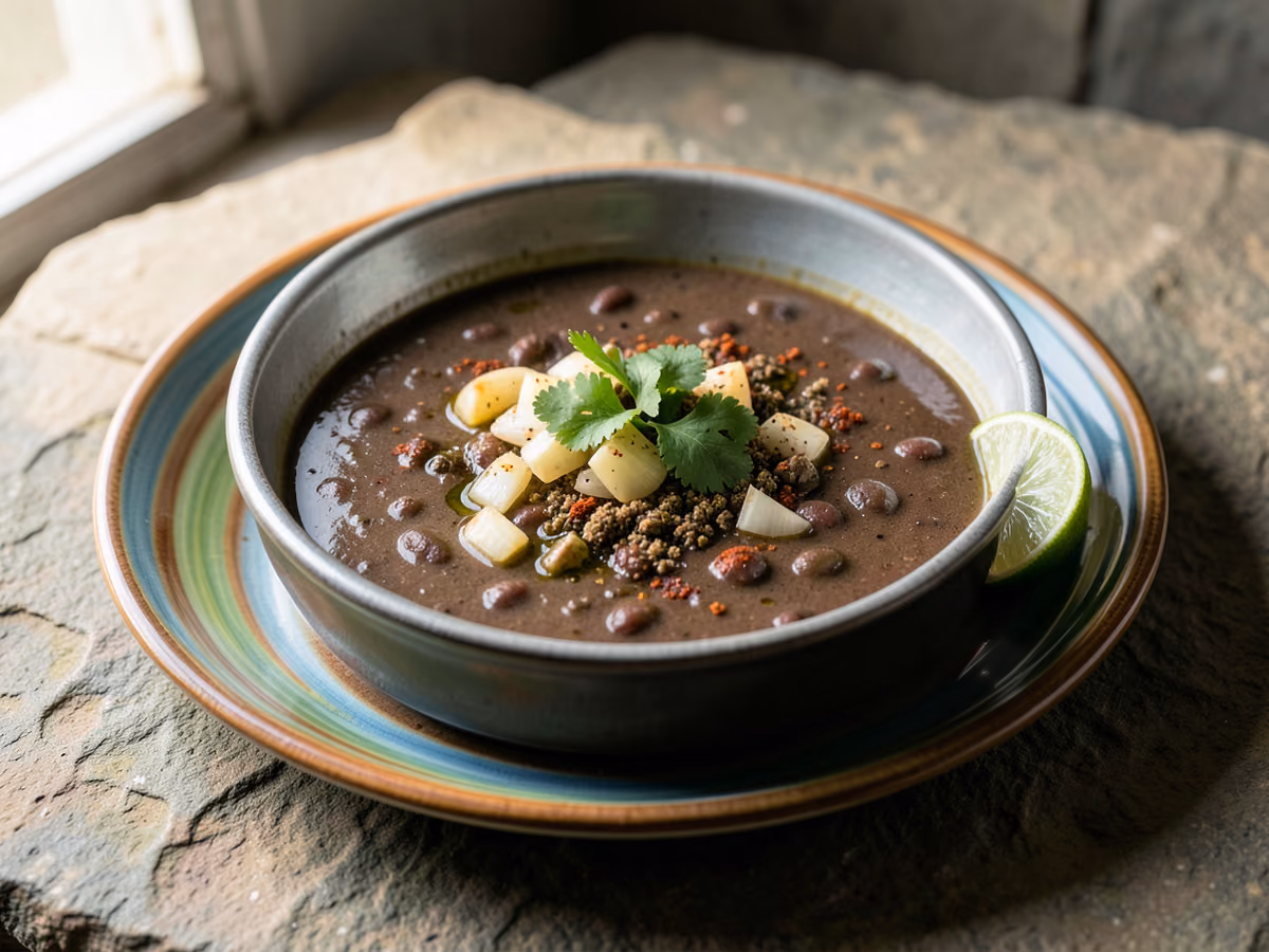 Sopa mexicana de frijoles negros