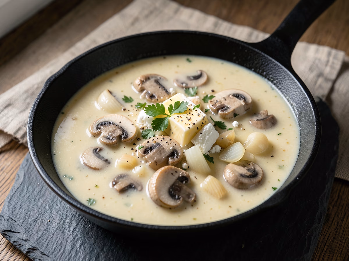 Sopa cremosa de champiñones