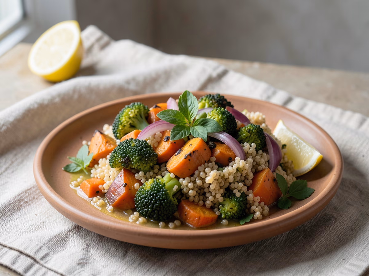 Bol de quinoa con verduras asadas