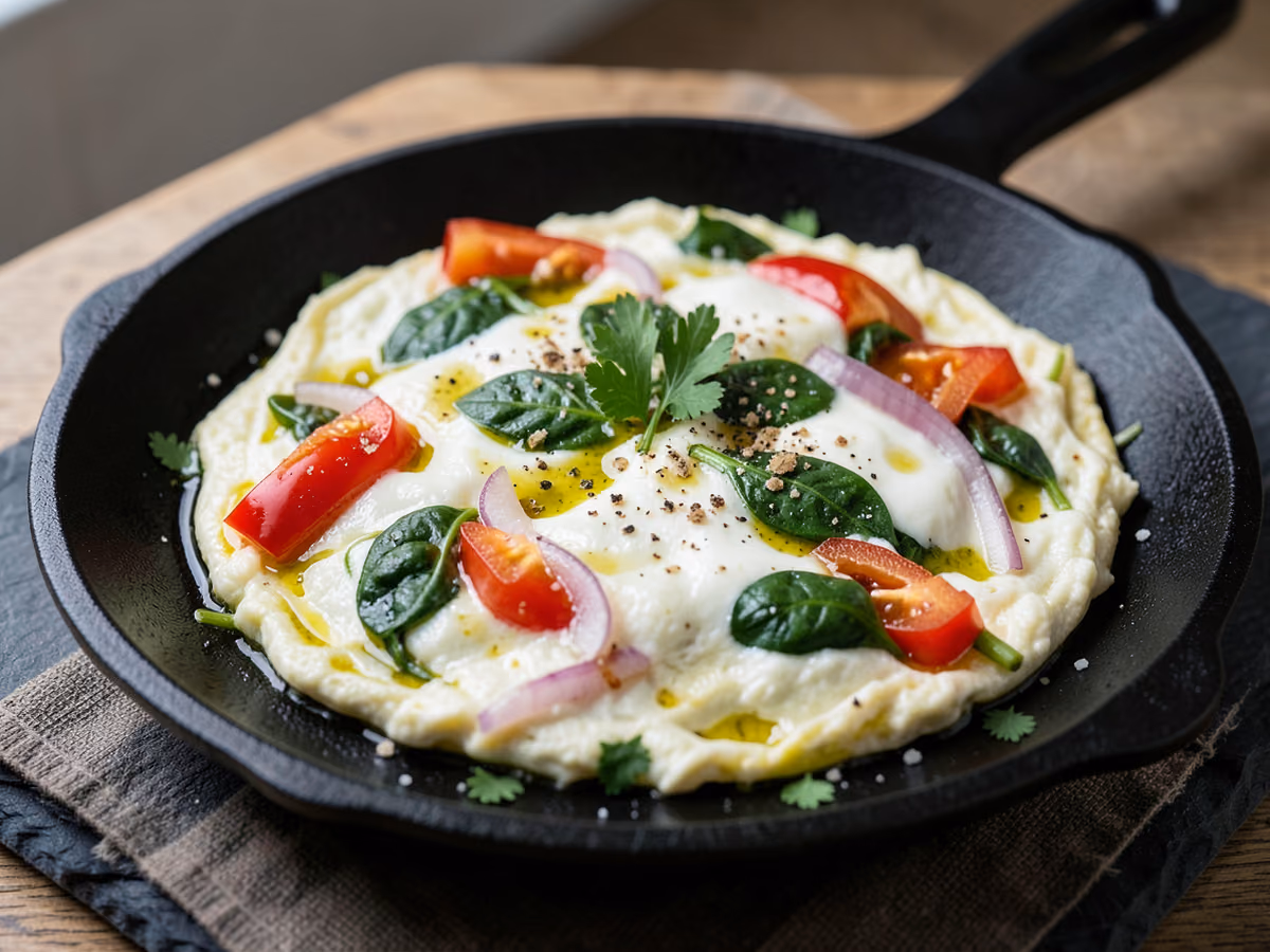 Omelette de claras de huevo con verduras