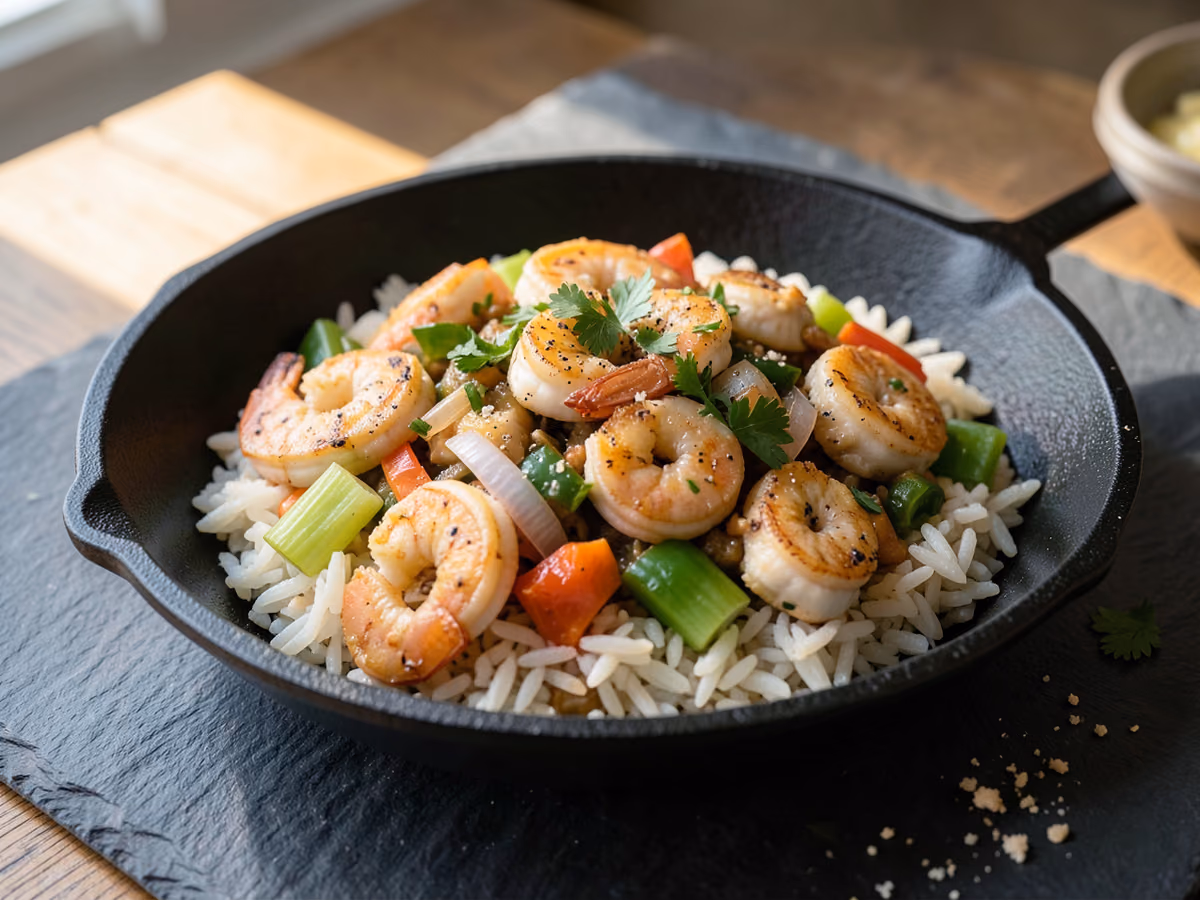 Jambalaya de Pollo y Gambas