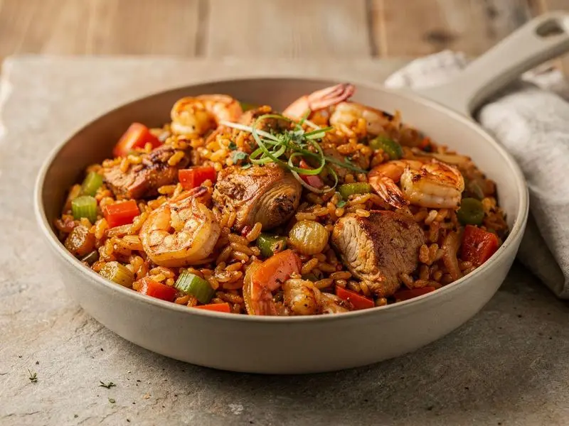 Jambalaya de Pollo y Gambas