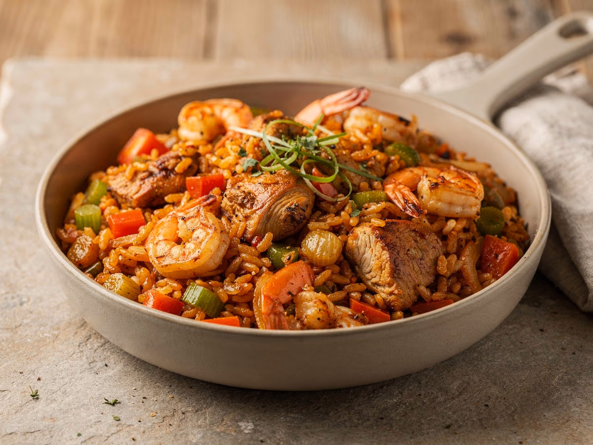 Jambalaya de Pollo y Gambas