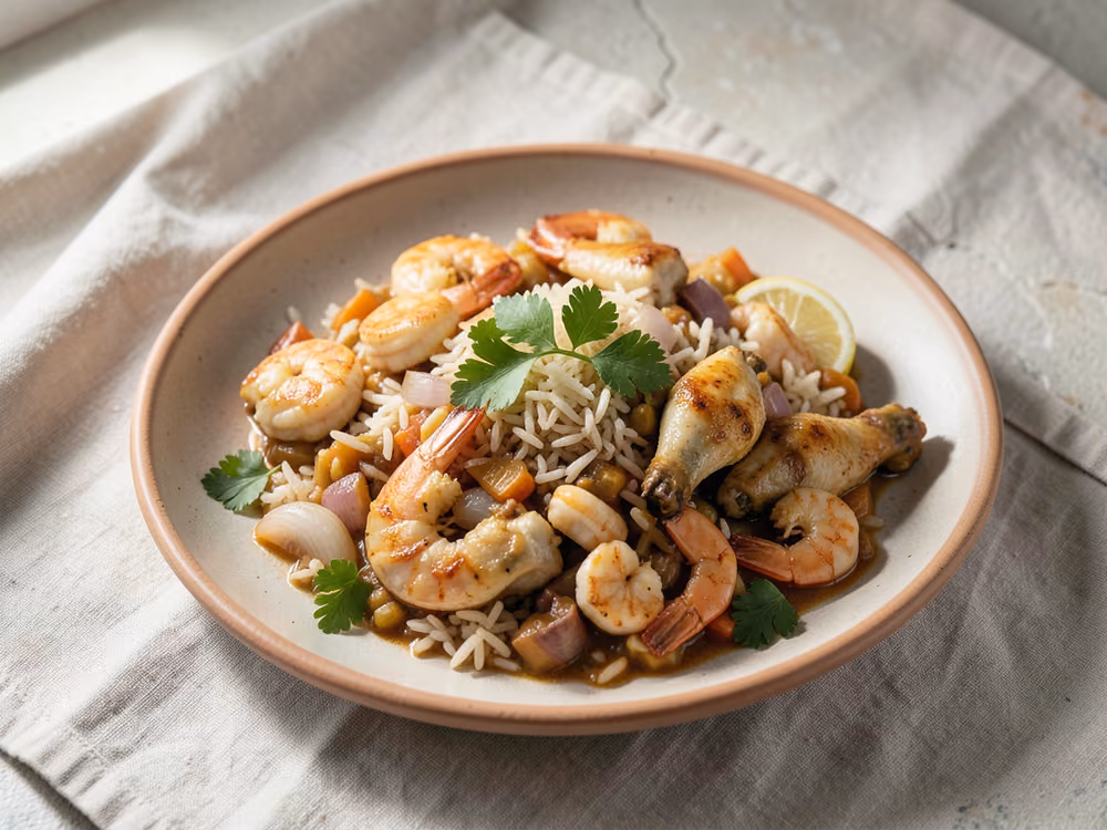 Jambalaya de Pollo y Gambas