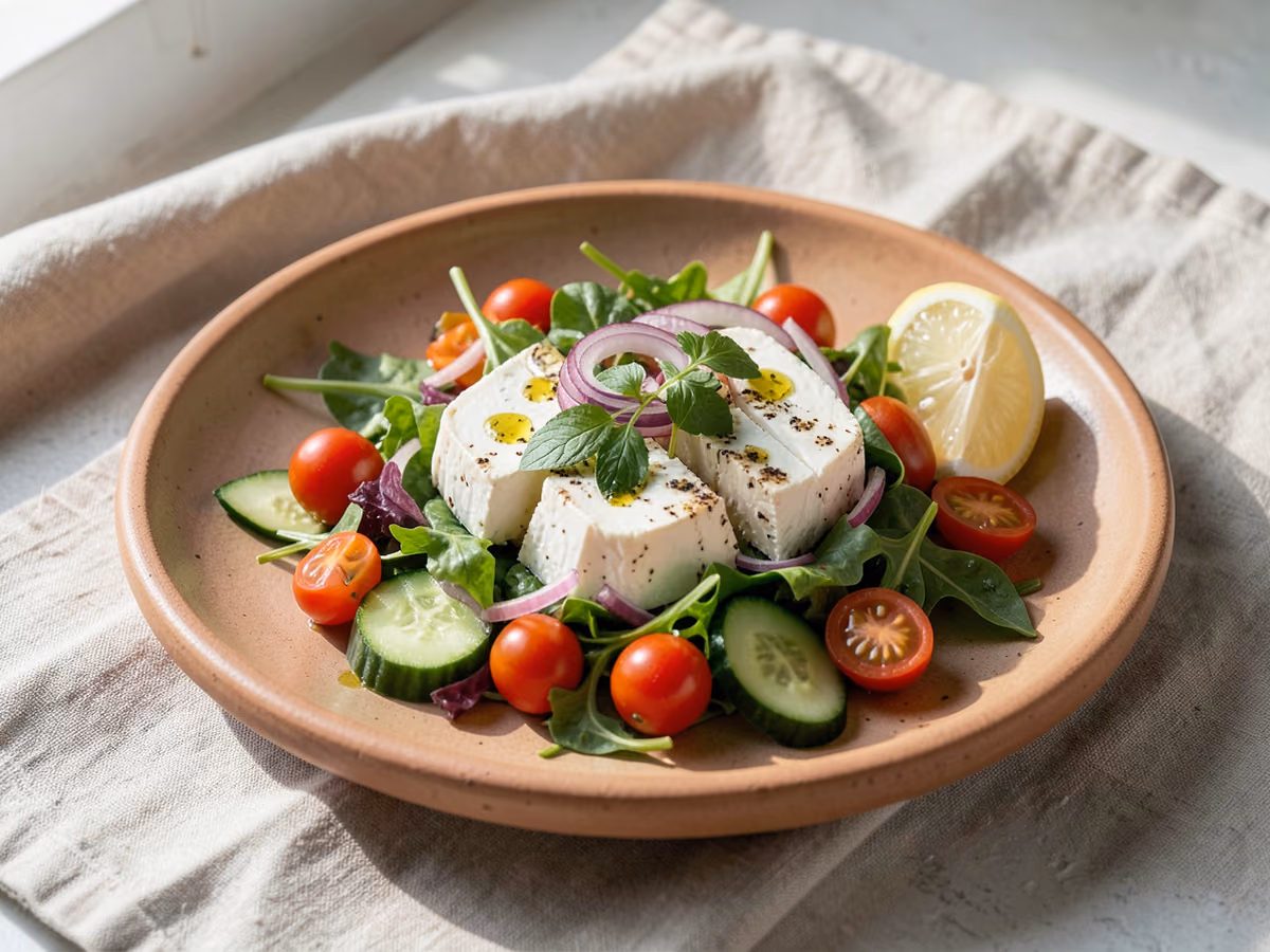Ensalada de halloumi a la parrilla