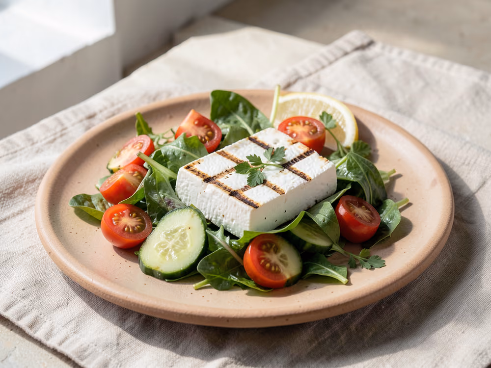 Ensalada de halloumi a la parrilla