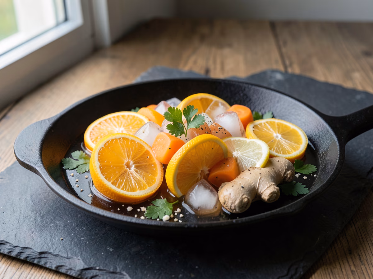 Sumo fresco de laranja e cenoura