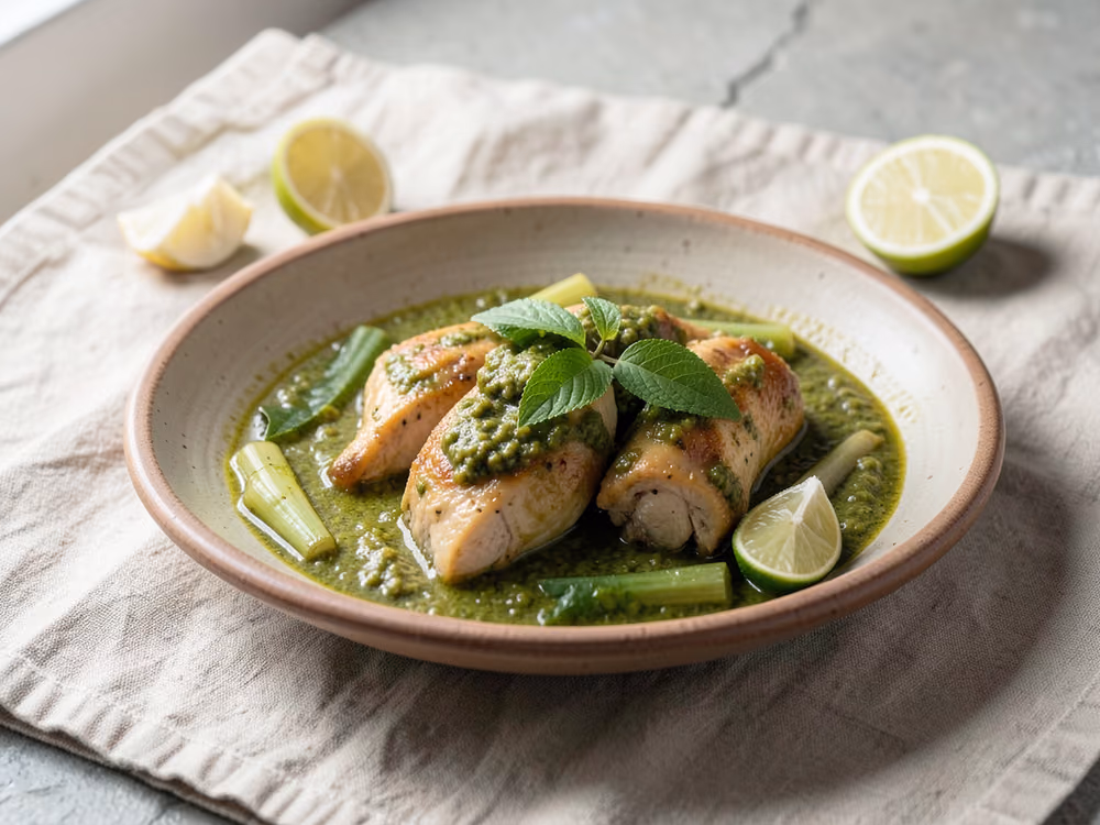 Pollo al curry verde tailandés