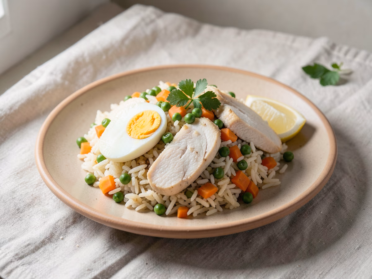 Arroz frito con pollo