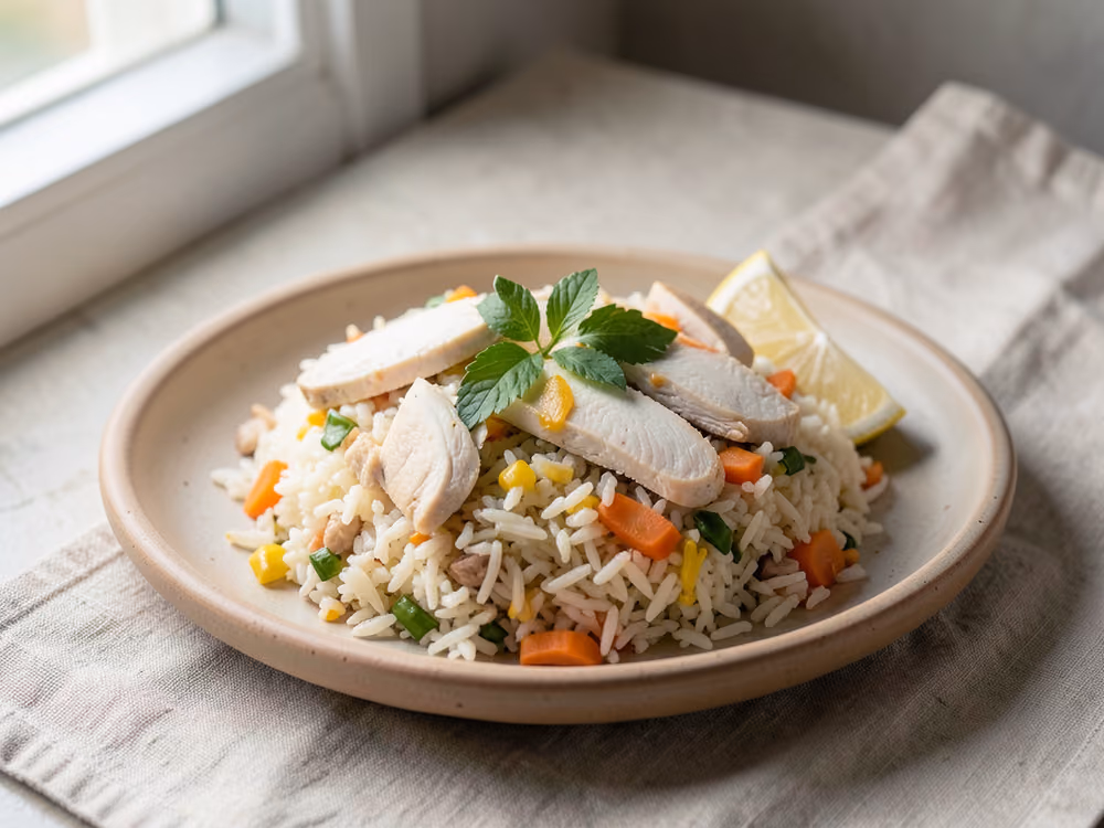 Arroz frito con pollo