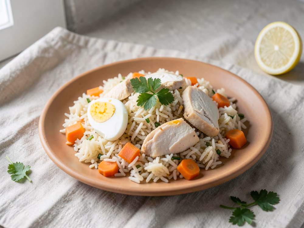 Arroz frito con pollo