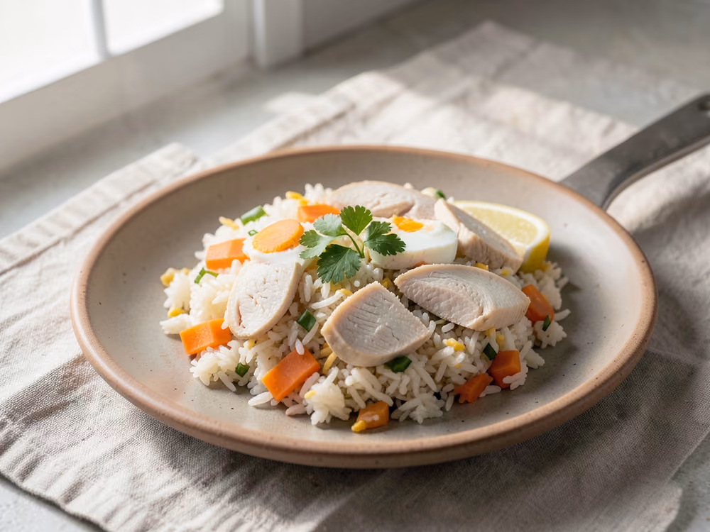 Arroz frito con pollo