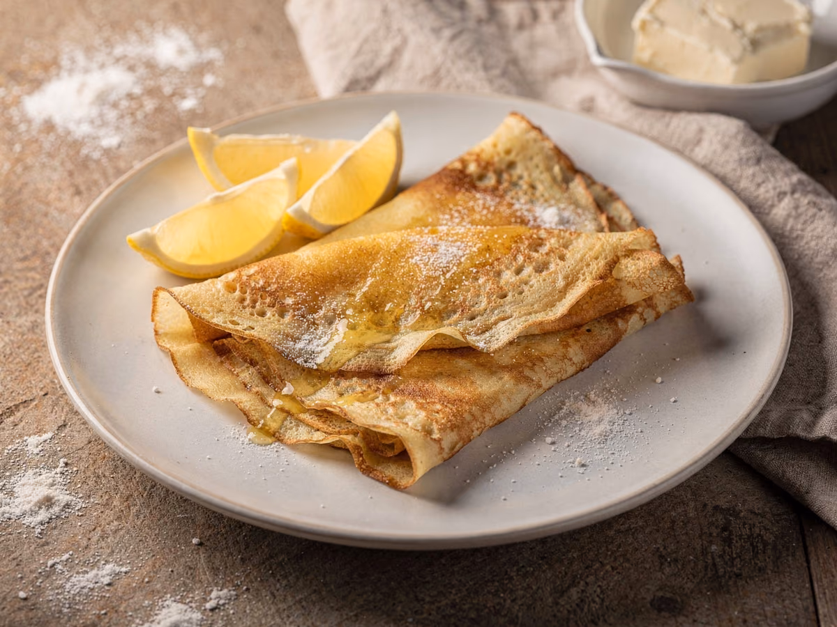 Crepes franceses con azúcar y limón