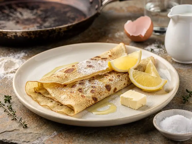 Crepes franceses con azúcar y limón