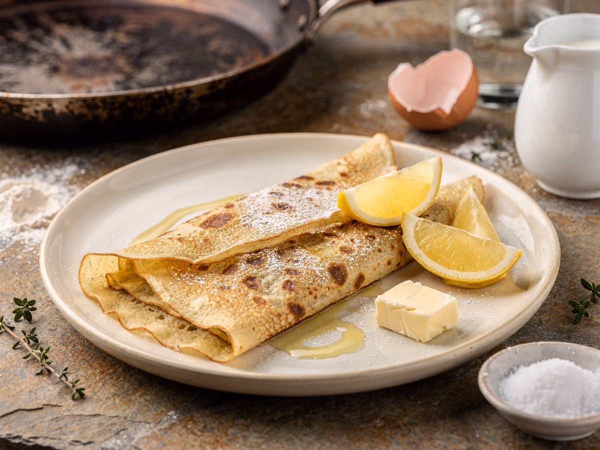Crepes franceses con azúcar y limón