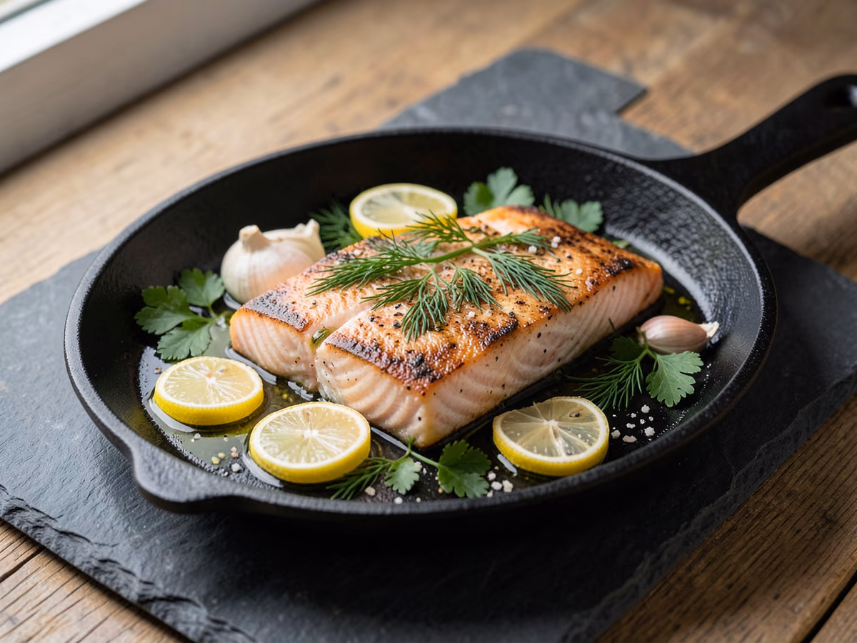 Salmón a la parrilla con limón y hierbas