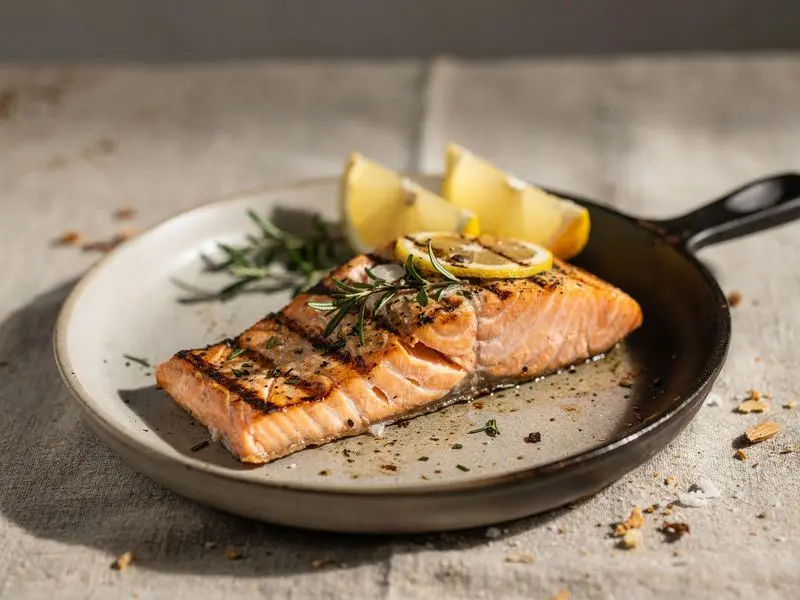 Salmón a la parrilla con limón y hierbas