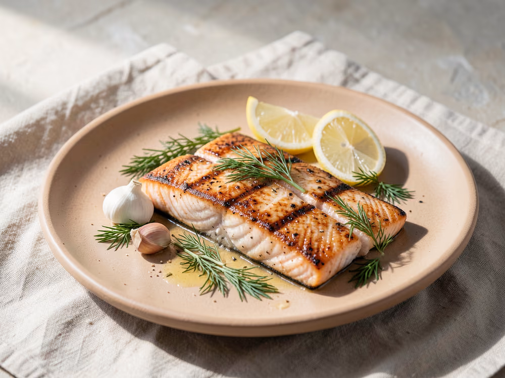 Salmón a la parrilla con limón y hierbas