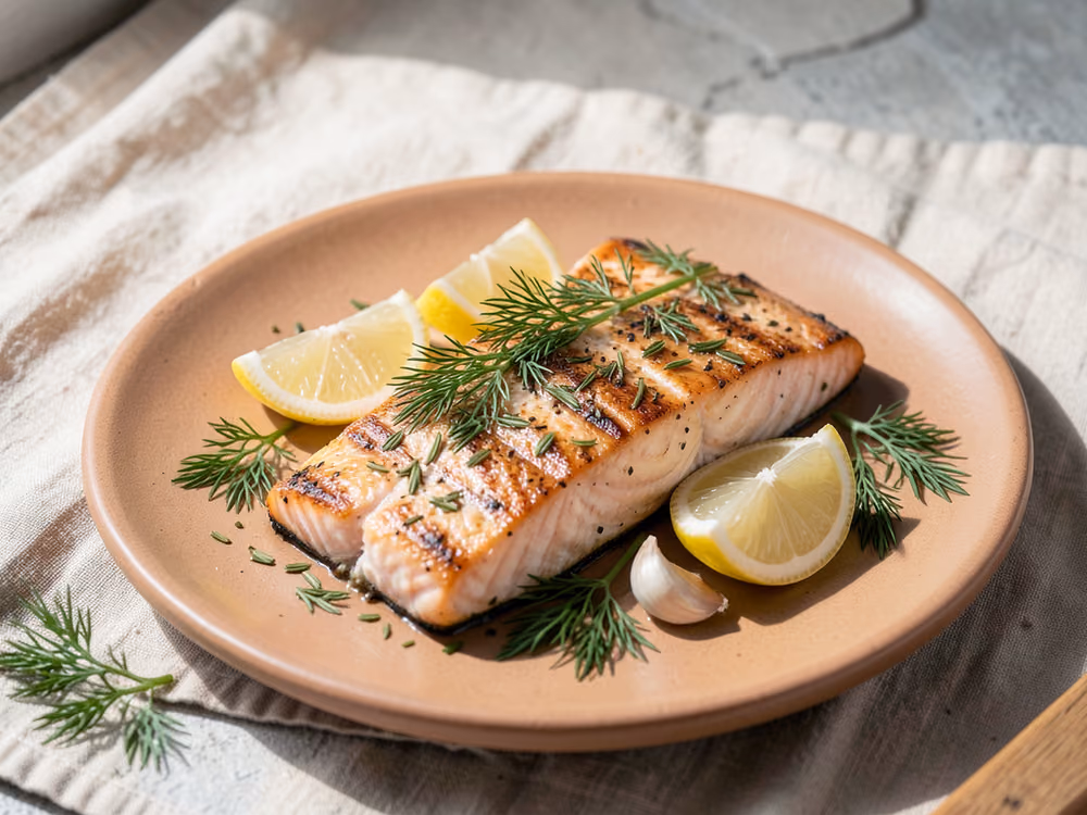 Salmón a la parrilla con limón y hierbas