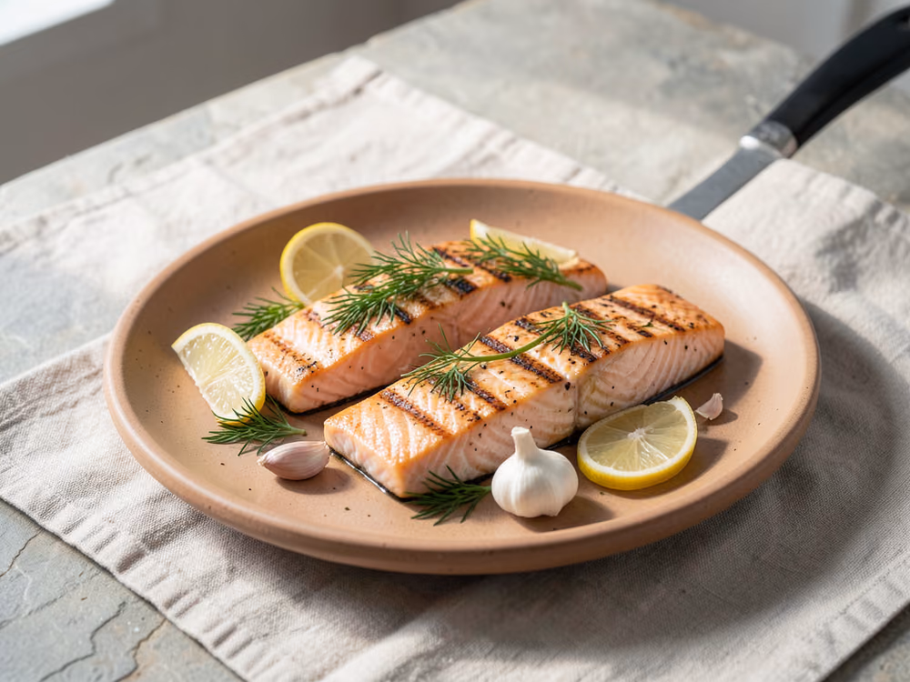 Salmón a la parrilla con limón y hierbas