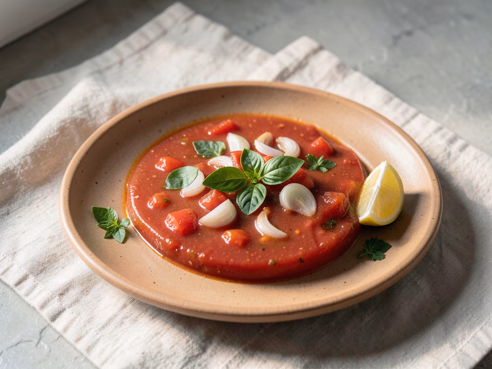 Sopa de tomate y albahaca
