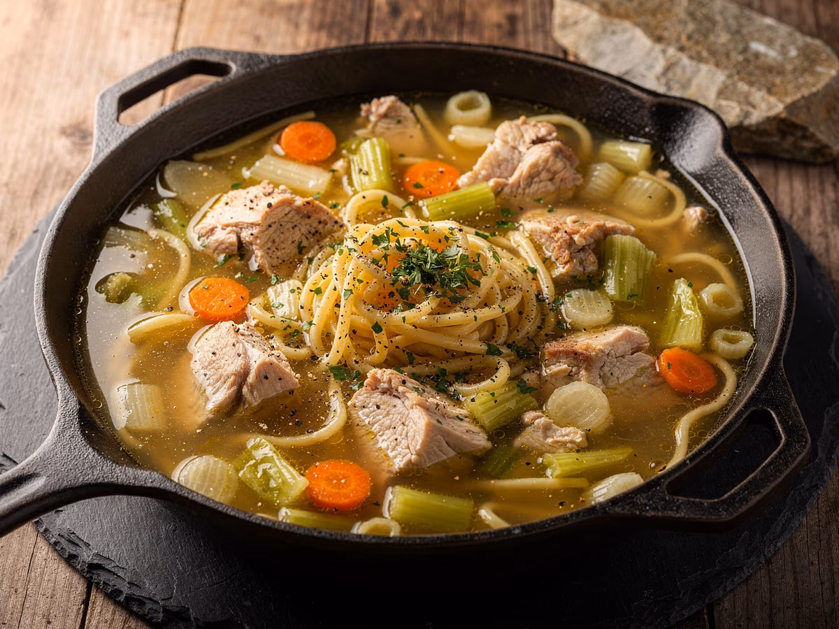 Sopa clásica de pollo con fideos