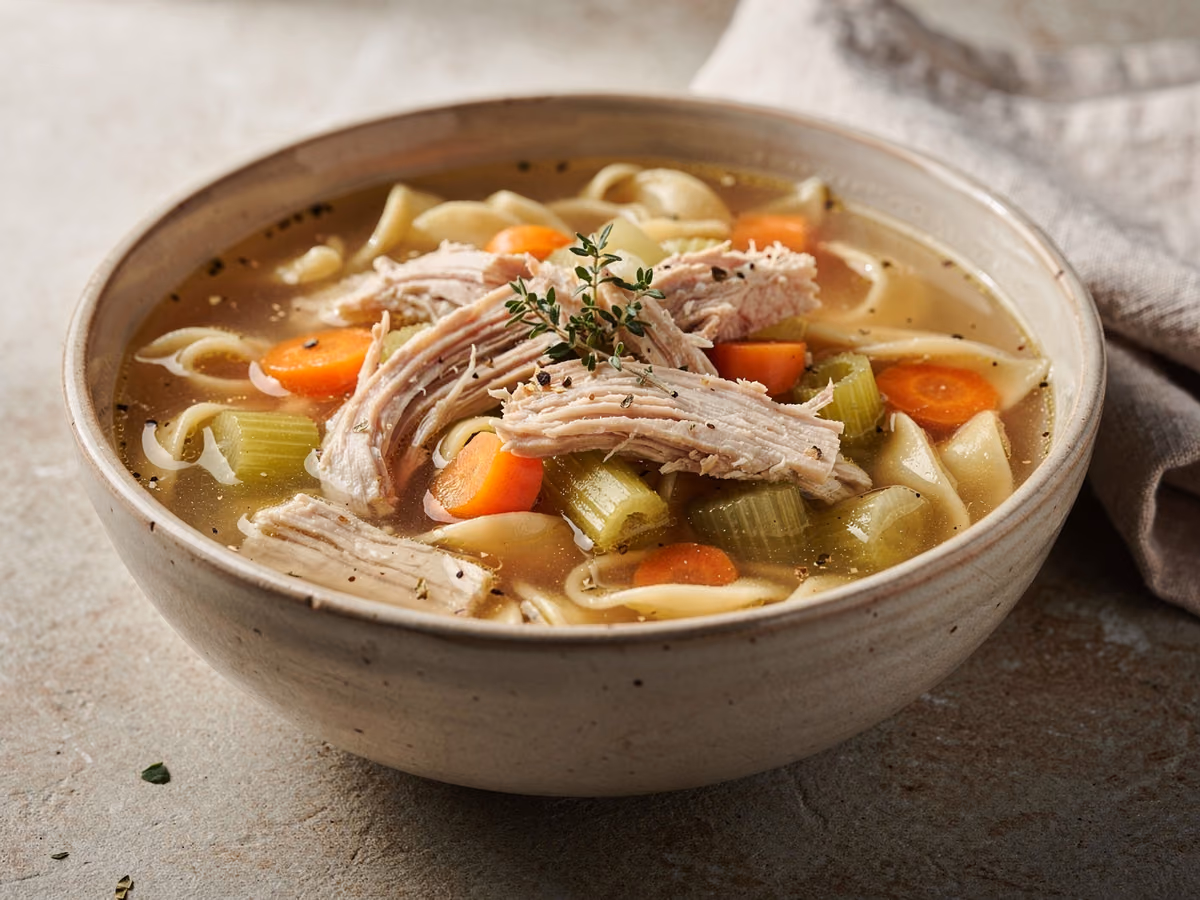 Sopa clásica de pollo con fideos