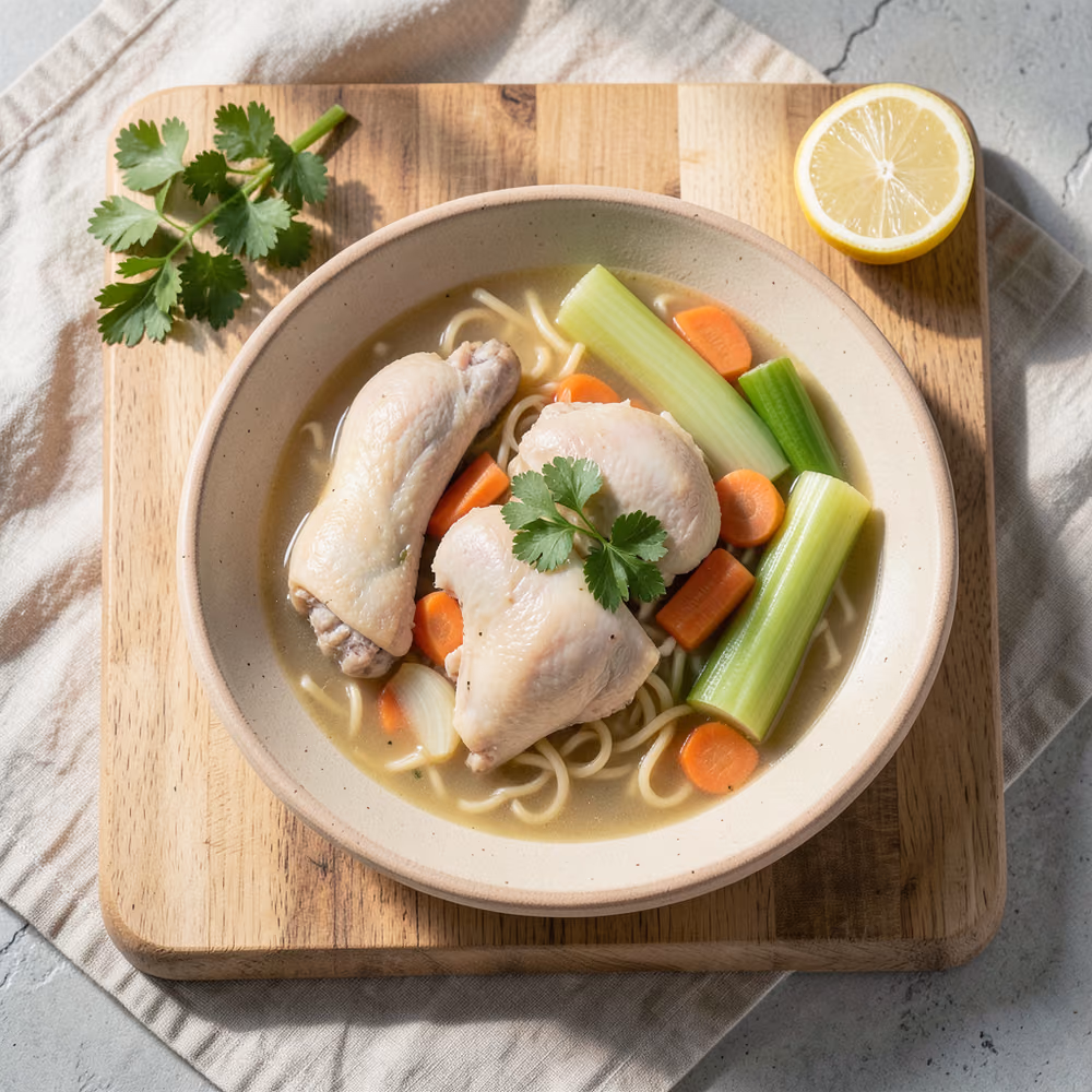 Sopa clásica de pollo con fideos